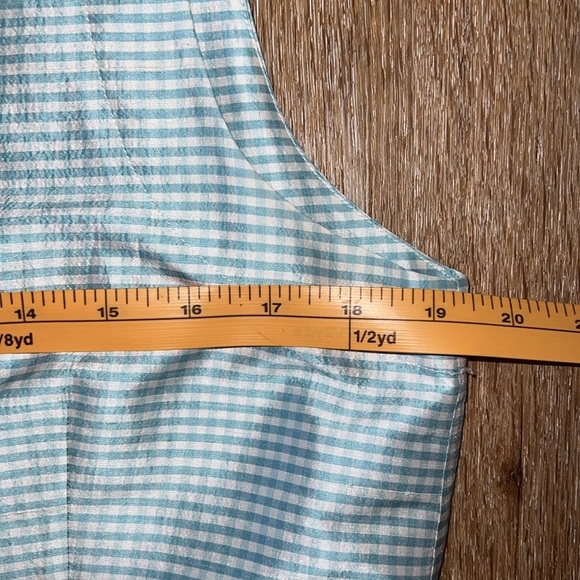 Laura Ashley 100% Silk Gingham Sleeveless Button-Down Dress Size 12 - Picture 5 of 15